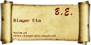 Blayer Eta névjegykártya